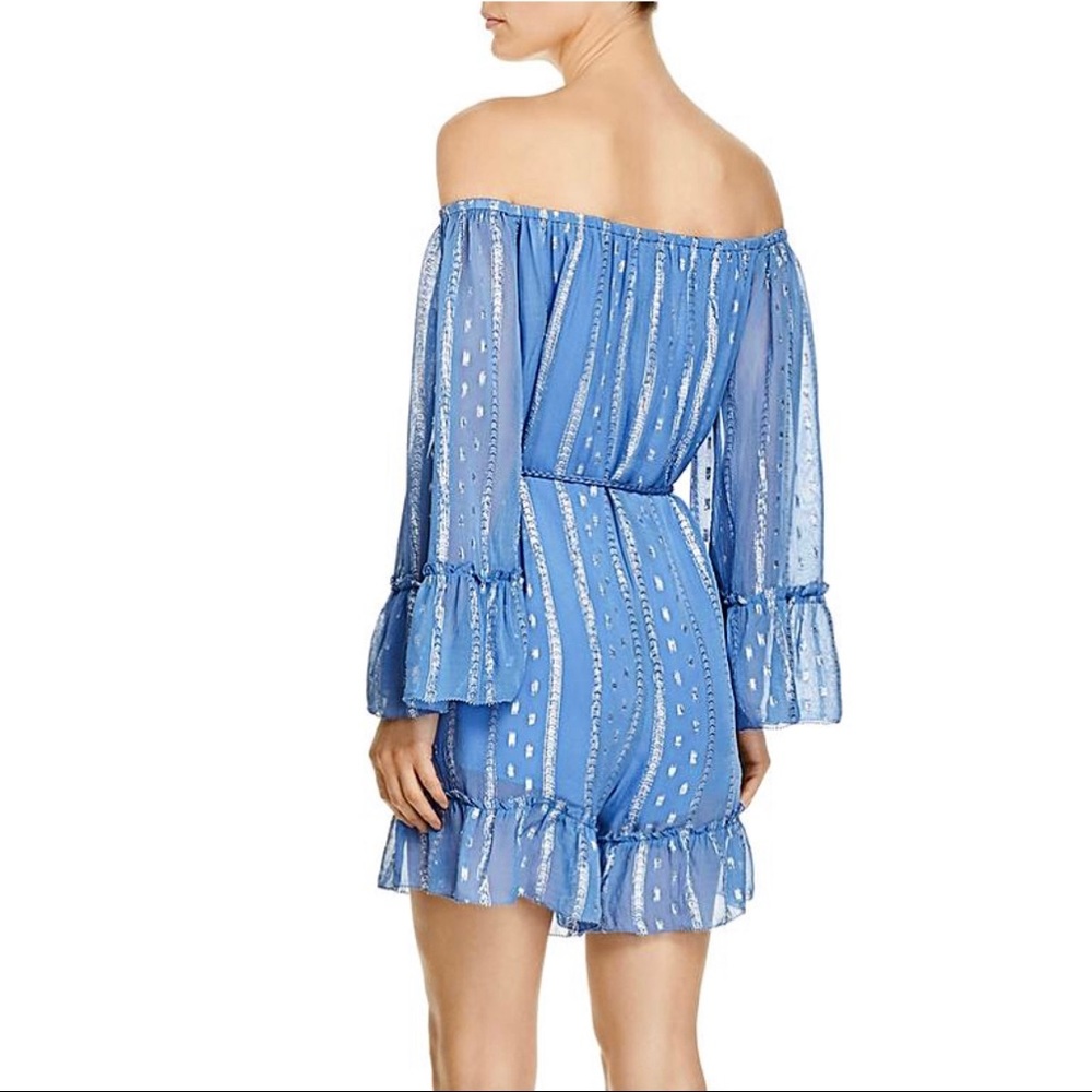 SAYLOR BLUE OFF-THE-SHOULDER ROMPER - Picture 5 of 8